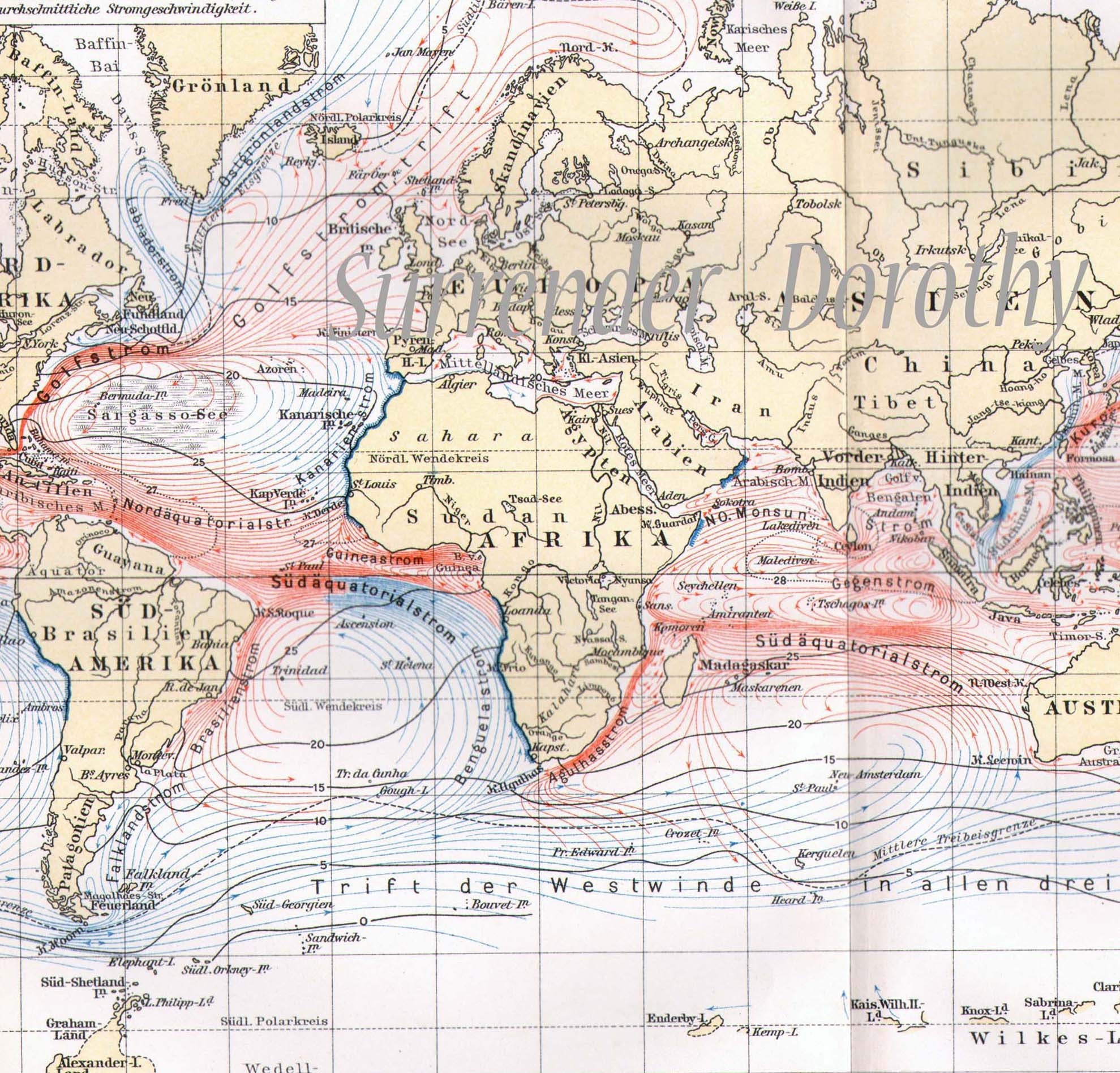 Ocean Air Currents Map World 1903 Global Weather Patterns