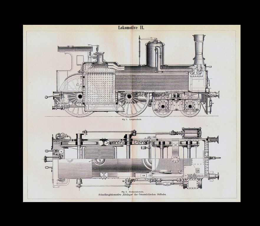 Locomotive Train Steam Engines Engineering Chart Edwardian