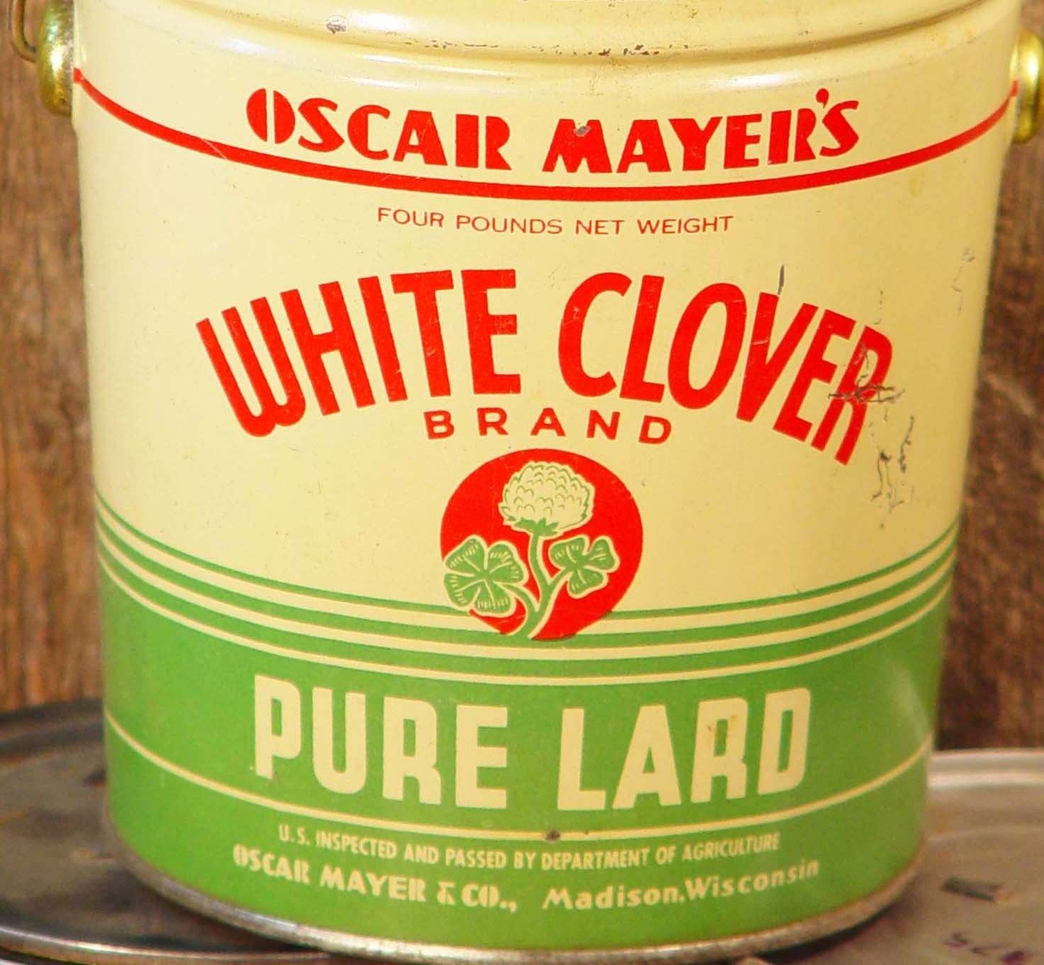 1950s Tub 'O Lard /White Clover Lard Tin