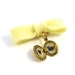 Fancy Bow Locket Brooch with Miniature Silhouette Bunny and Heart Drawing