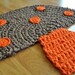EKRA Brown and Orange Mushroom Crochet Upcycled Area Throw Rug