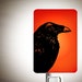 Raven Nightlight on Red Fused Glass Night Light - Gift for Baby Shower or Nature Lover - Beautiful Raven Bird