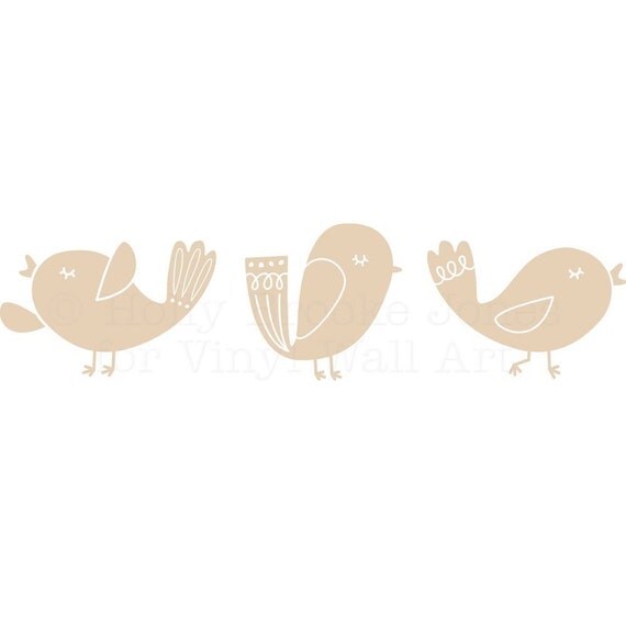 Song Bird Wall Decals Set of 3 SMALL by AbbysVinylWallArt on Etsy