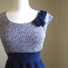 SMALL Womens Navy Cotton Dress Empire Waist Polka Dot Print - Ready to Ship