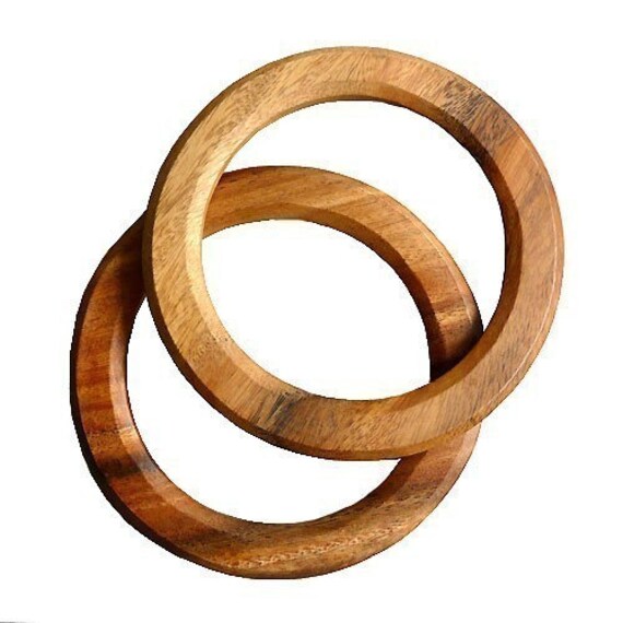 Circular Round Shaped Wooden Handles Pair LARGER