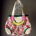 Tote Bag - SALE - Leaf Pocket Bag (Scarlet Blossoms) Green