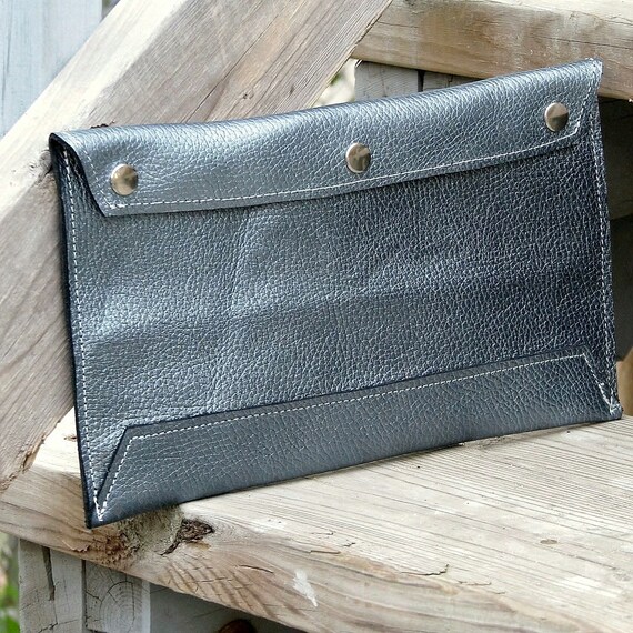 Leather Envelope Document Holder Pearl Blue