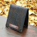 Men's Leather Billfold Wallet - Metro Man Bifold - Blue Gray Rust Plaid Wool and Cashmere