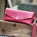 Women's Grab-N-Go Leather Wallet Wristlet with Zippered Coin Purse - Rustic Red