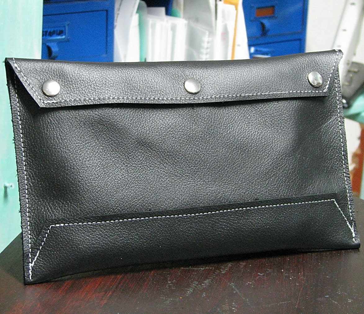 black leather envelope