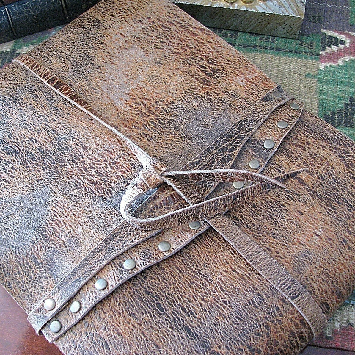 Leather Manuscript Novel Thesis Cover Riveted Tuscan