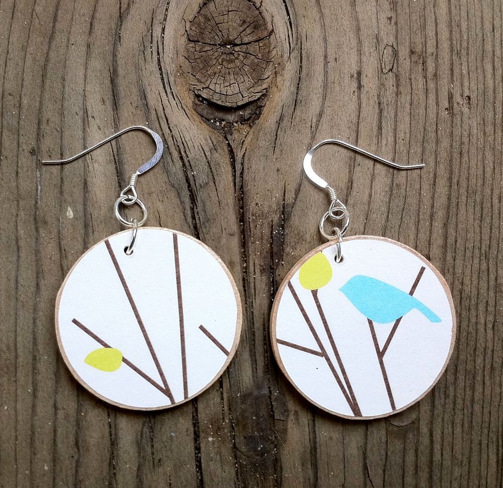 Birdiewood origami earrings