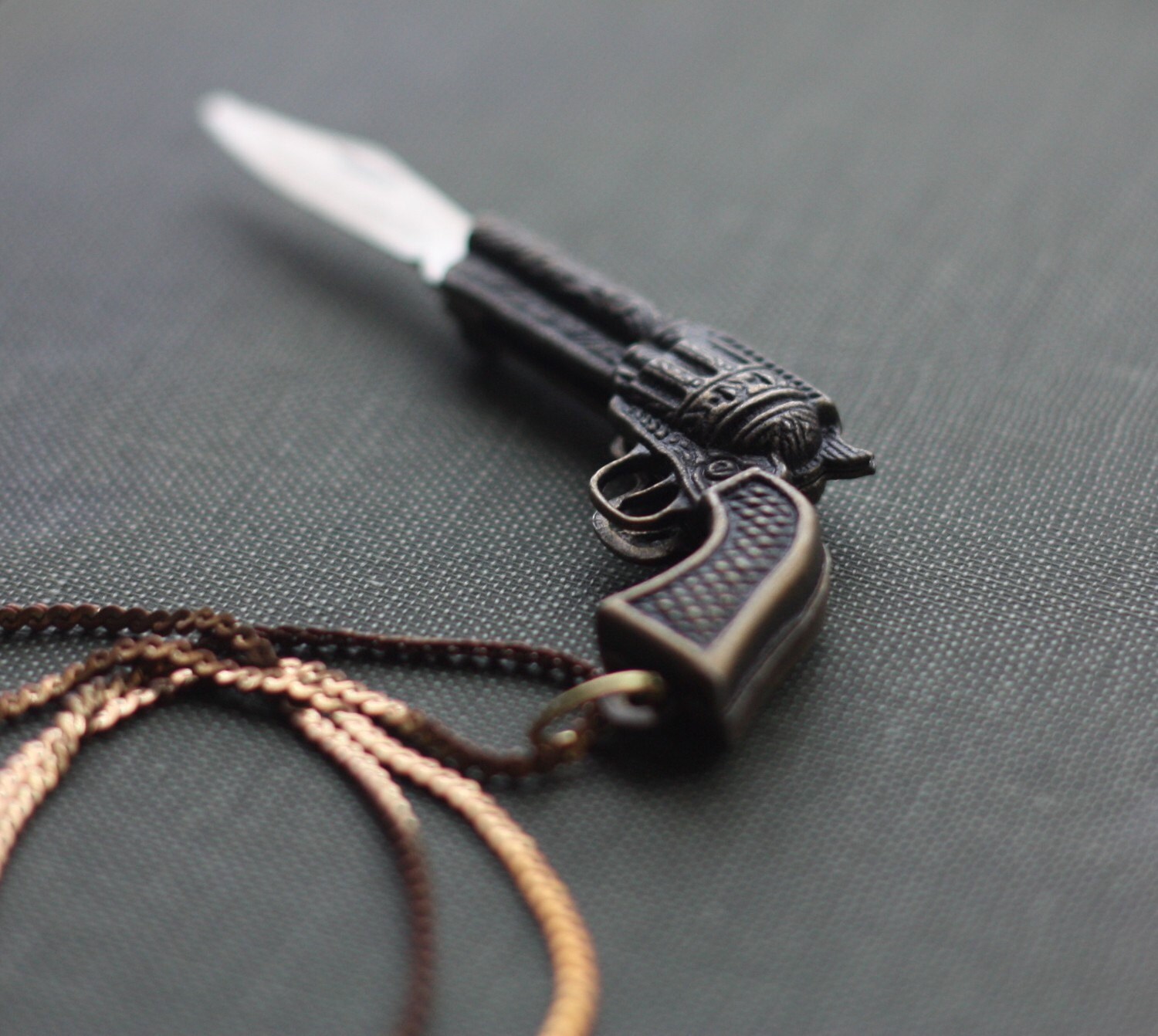 Pistol Gun Pocket Knife Necklace