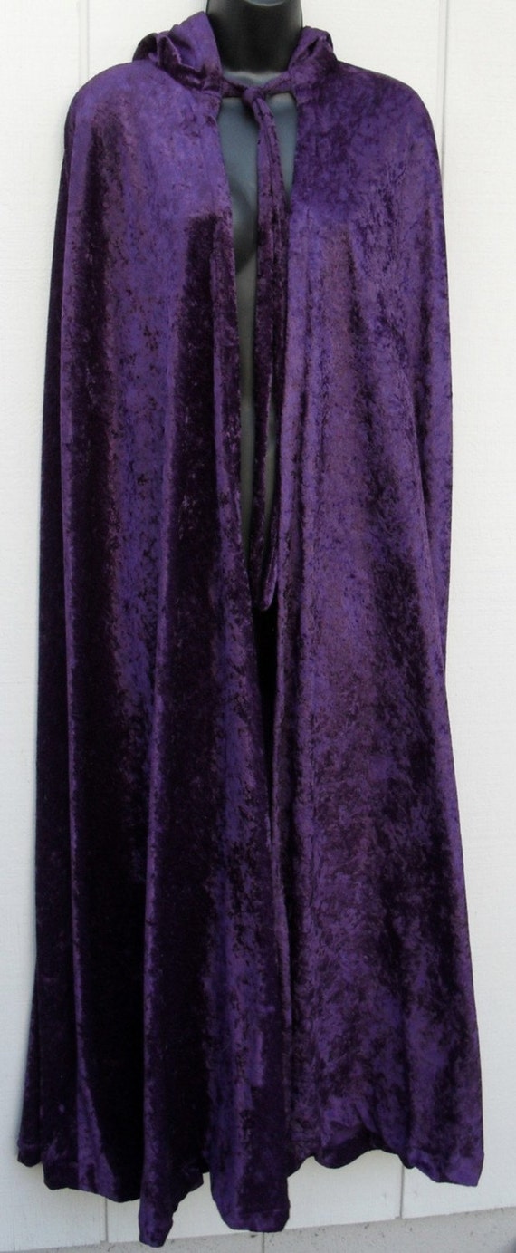 Hooded Cape Cloak Dark Purple Velvet Renaissance Medieval 8216