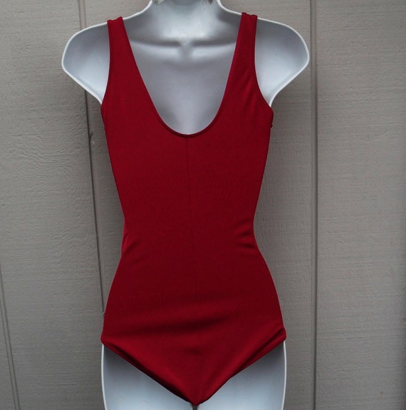 Vintage Danskin Red Wrap Cross front shiny spandex leotard