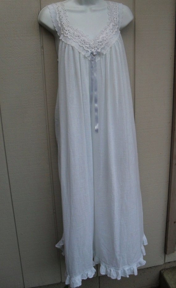 Light aqua cotton gauze Nightgown vintage 80s Victoria Secret