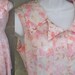 vintage 60s Dress late 4 notched, point collar 50s day dress with pink orange and brown floral print sz Sml