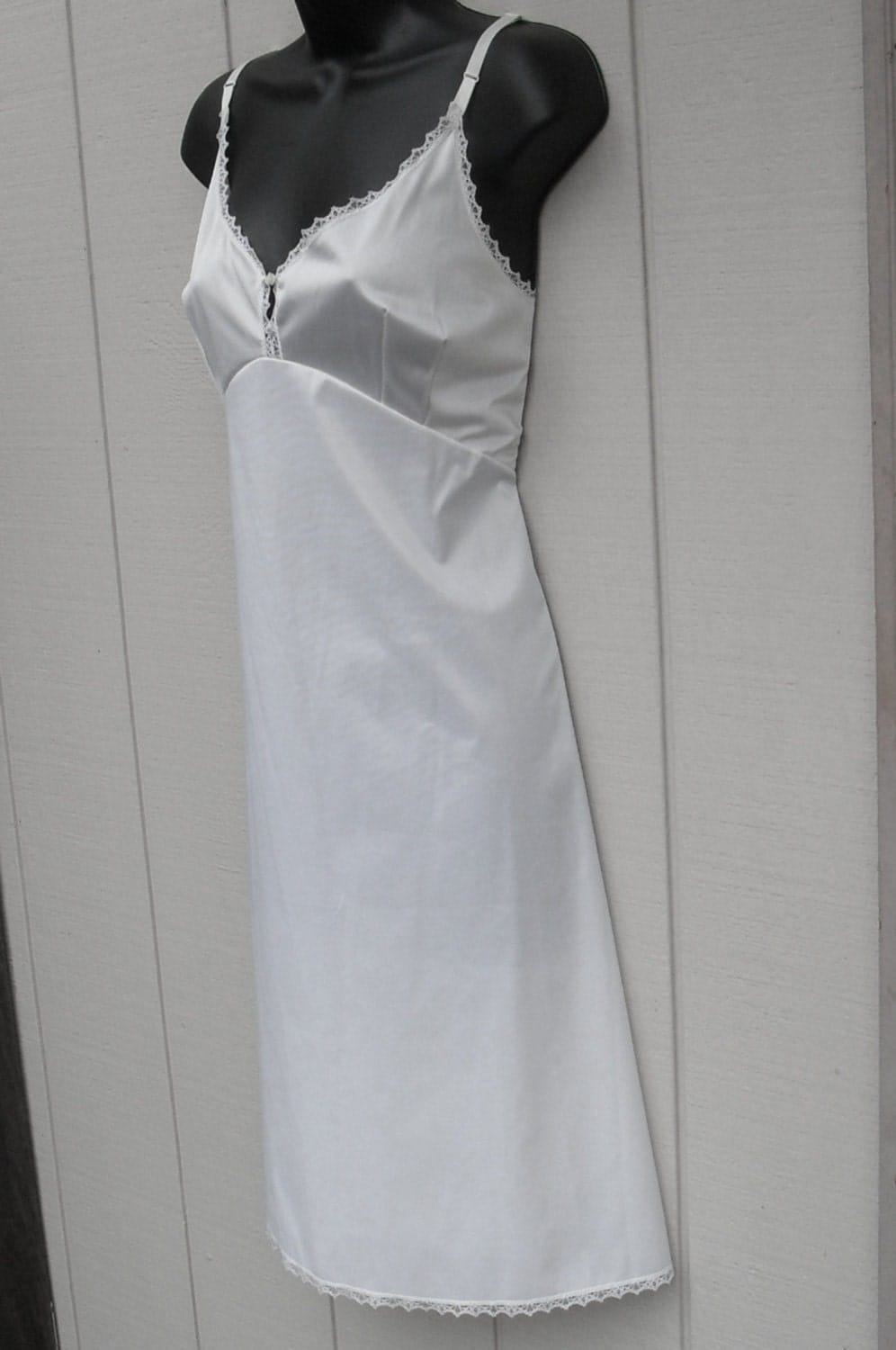 Vintage White Taffeta nylon antron slip Slip size Large 38