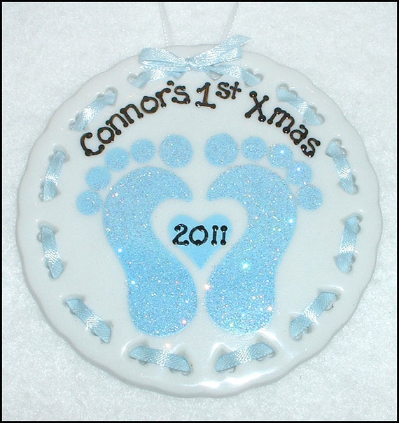 Items similar to Baby Feet Christmas Ornament / Ceramic Gift Tag on Etsy