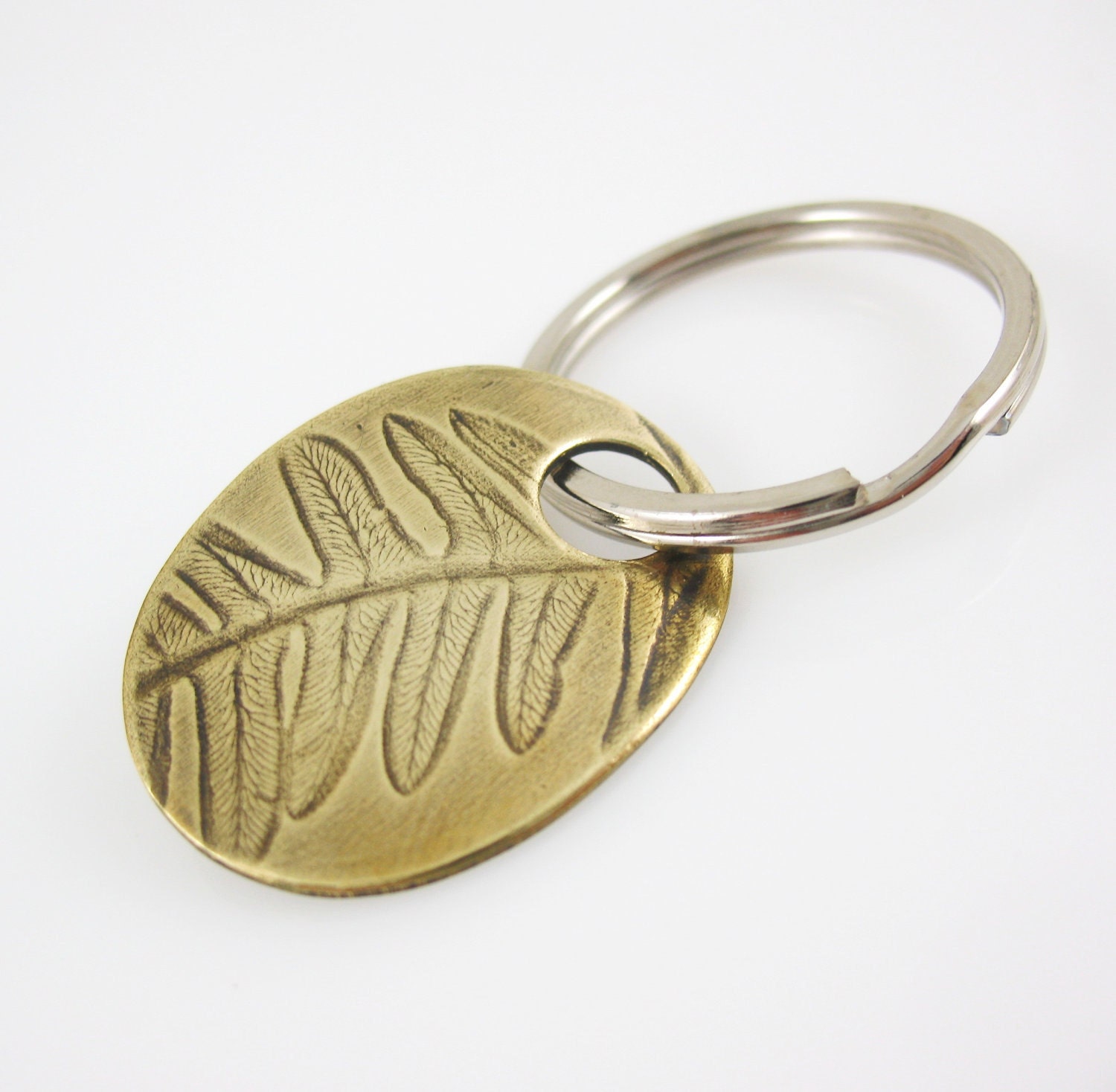Men's Key Ring Fern Key Chain Brass Key Ring by