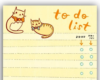 Cat TO DO LIST notepad by boygirlparty, bowtie kitty cat note pad memo list organizer - cat stationery office gift