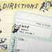 OWL RECIPE CARDS set of 10, with grocery shopping list, original bird illustrations