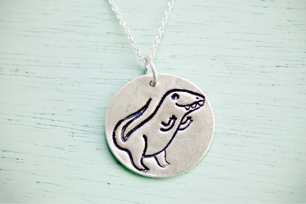 Silver Dinosaur Necklace T Rex Necklace Handmade Dinosaur