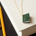 Book Necklace - Green Pendant - Eco Felt - Vegan - Stitched - Teacher Gift