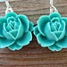 REDUCED Peony Flower Dangle Earrings - Seafoam Green