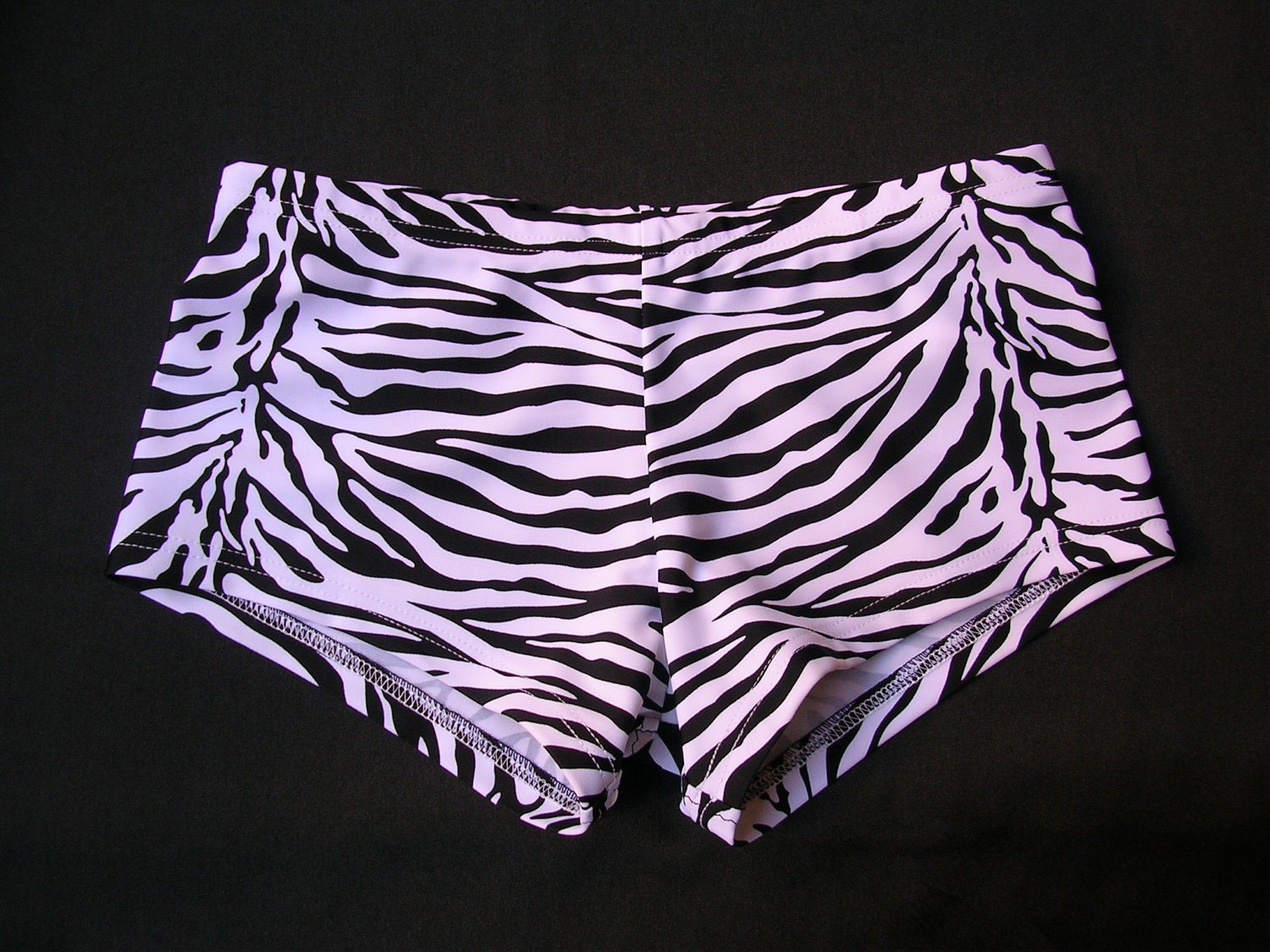 Mens Low Rise Square Cut Swimsuit in Black and White Zebra in