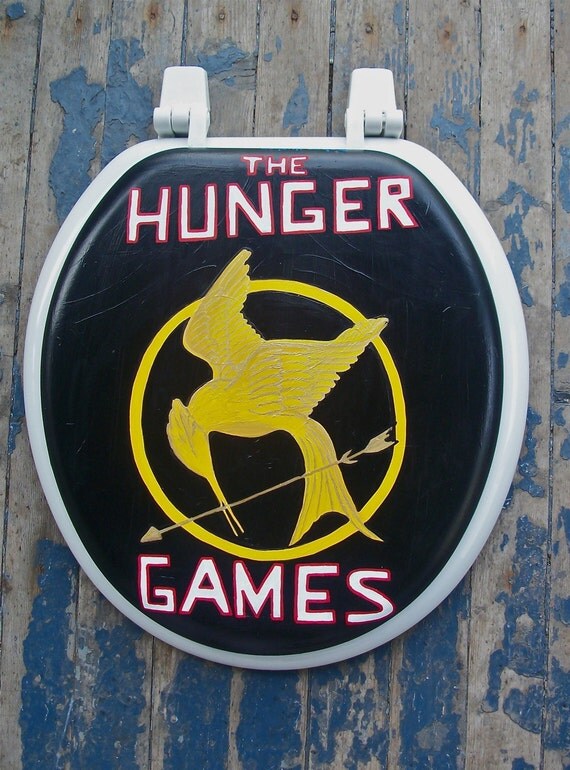 Items similar to The Hunger Games Toilet Seat Hand Painted Bathroom Geekery on Etsy