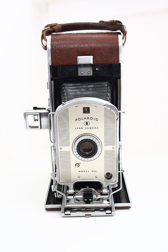 Vintage Polaroid Land Camera Model 95A 1954-1957 Brown Leather