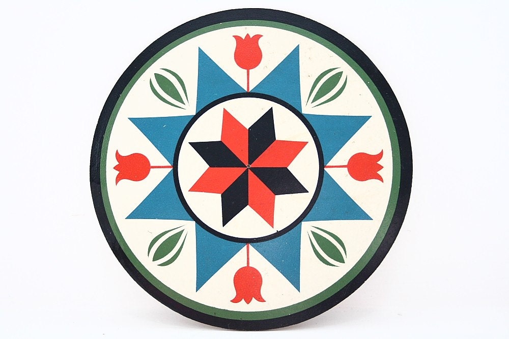 Vintage Jacob Zook Silkscreen Hex Sign 8 Pointed Star