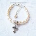 Boutique Baby Girl Child Holy First Communion, Baptism, Christening Sterling Silver Crystal Freshwater Pearl Cross Charm Bracelet