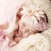 Cream Pink Gerbera Daisy Swarovski Crystal Center Pink Lace Headband Fits Infants Teens Tweens and Adults