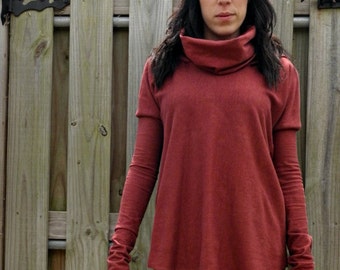 The Oasis Hooded Cowl Tunic in Organic Hemp Jersey. Made to order.