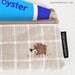 SALE Travel pass case - linen plaid with needle felted hedgehog LAST ONE