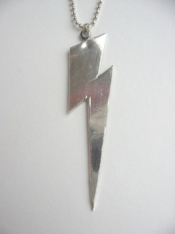 Silver Lightning Bolt Necklace by supernovadesign on Etsy