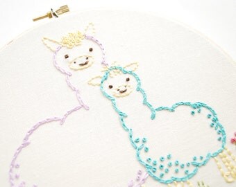 Loving Alpacas - Animal Mama and Baby Embroidery Pattern