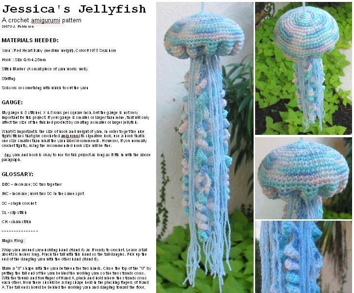 Jessicas Jellyfish Crochet PATTERN by craftwork on Etsy
