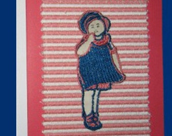 What A Sweet Girl Vintage Applique Notecard