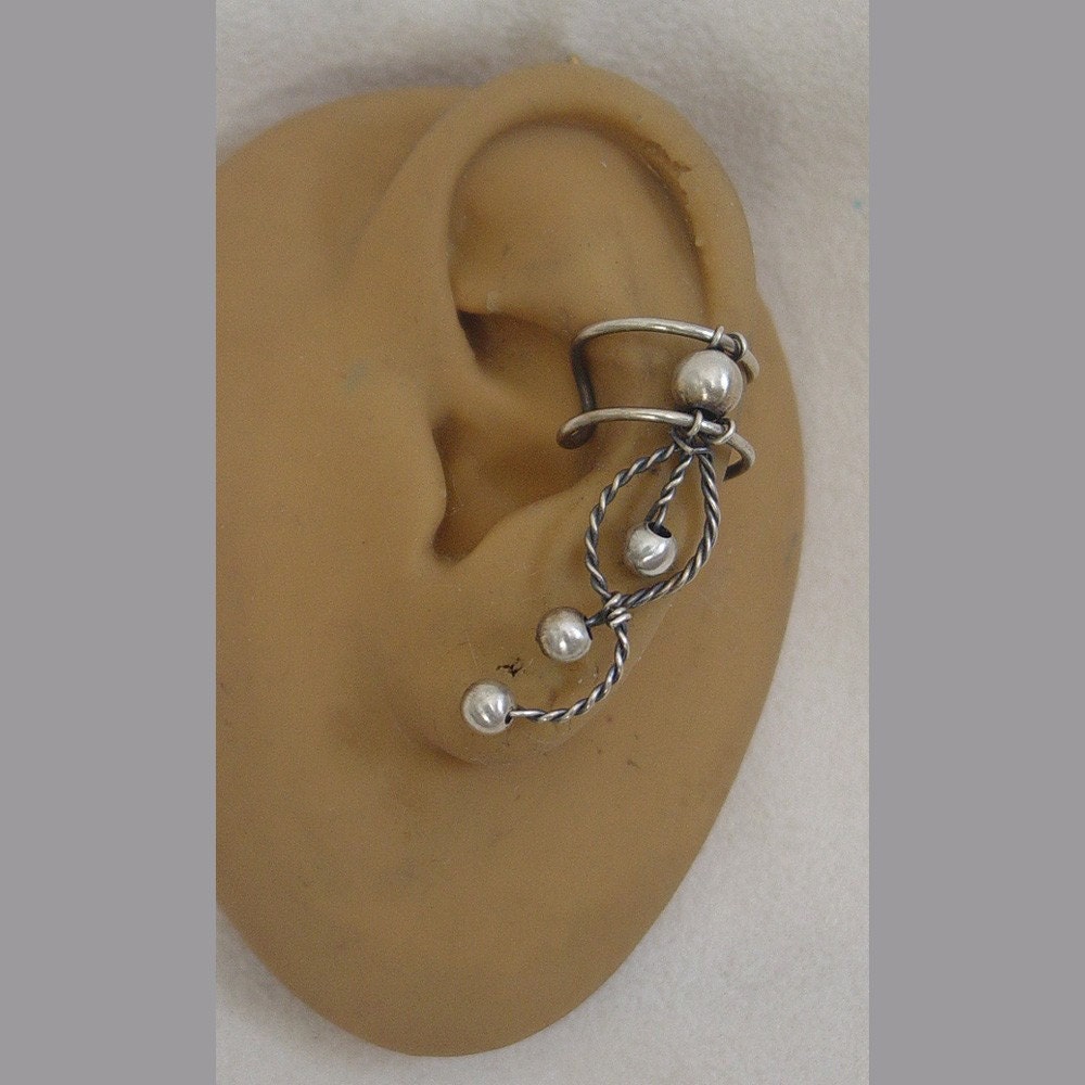 Antique Sterling Silver Pair of Ear Cuffs