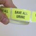 80 'Save All Urine' Warning Stickers, 1.5 inch