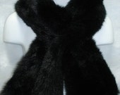 Black mink faux fur pull through neck scarf wrap