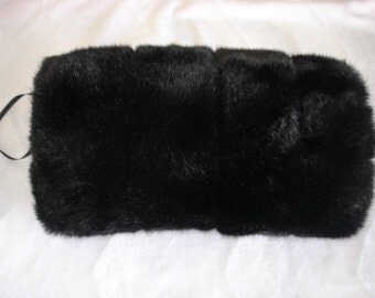 Hand muff, faux fur weddings muff, black mink Faux Fur Hand Muff, Wedding Hand Muff, Bridal Fur Muff