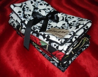 Tattoo punk rockabilly skulls boutique baby burp cloths