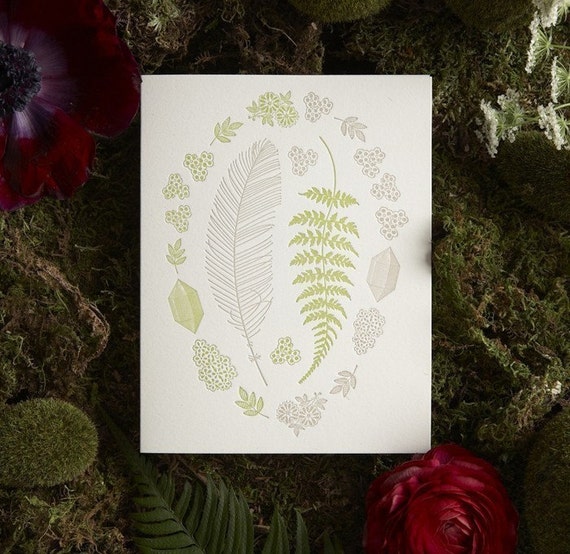 Feather and Fern Letterpress Card