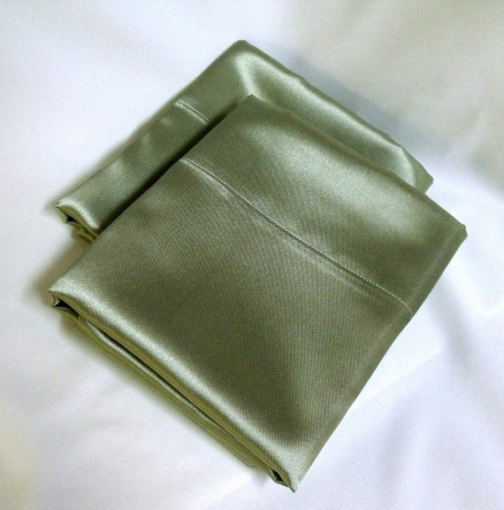 Satin Pillowcases Sage Green Regular Sized