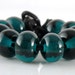 Transparent Dark Teal Spacer Beads - Handmade Lampwork Glass Beads 5mm - Green, Teal, Transparent - SRA (Set of 10 Spacer Beads)
