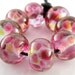 Blueberry Punch - Handmade Artisan Lampwork Glass Round Beads 8mmx12mm- Blues, Purples, Pinks - SRA (Set of 8 Beads)